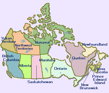 Provincial Map of Canada -- Free Canadian maps for webpages.