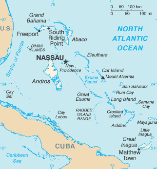 Map of Bahamas.