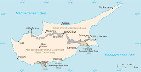 Map of Cyprus.