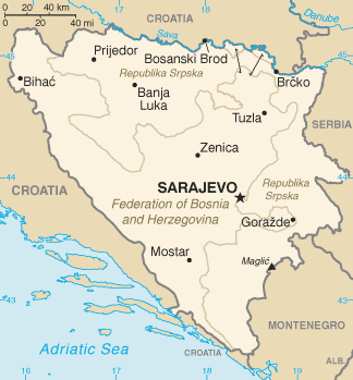 Map of Bosnia-Herzegovina