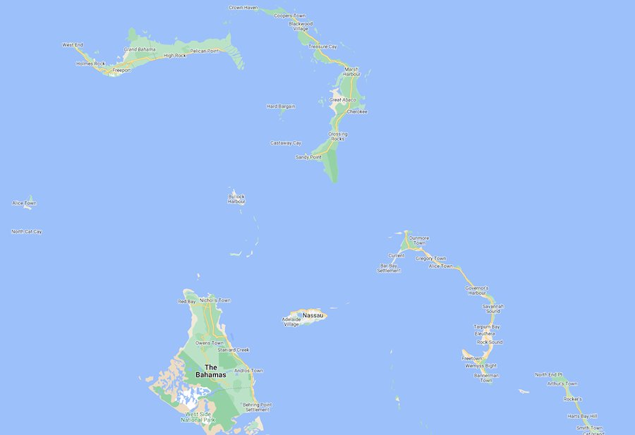Map of Grand Bahama