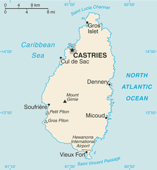 Map of St Lucia