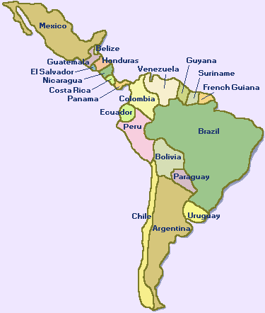 map of central american and caribbean islands. Around Latin America