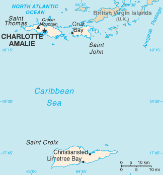 Map of the US Virgin Islands