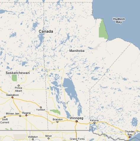 maps of manitoba canada. Map of Manitoba - Google Maps