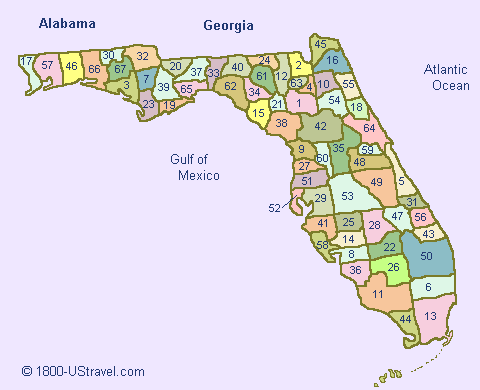 map of florida. County Map of Florida