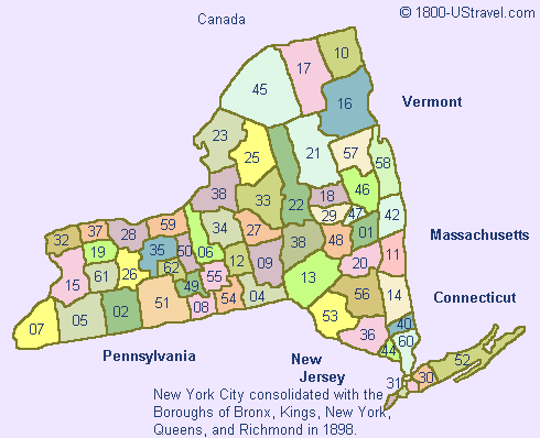 Map of New York Counties.