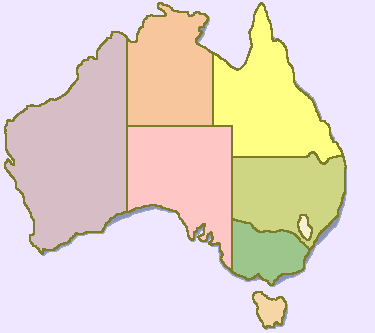 Map of Australia --  1800-Australia.com