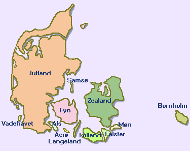 Danish Regional Map -- © 1800-Scandinavia.com