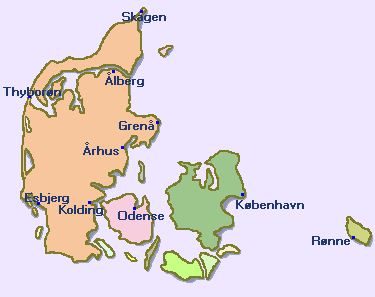 City Map of Denmark -- © 1800-Scandinavia.com