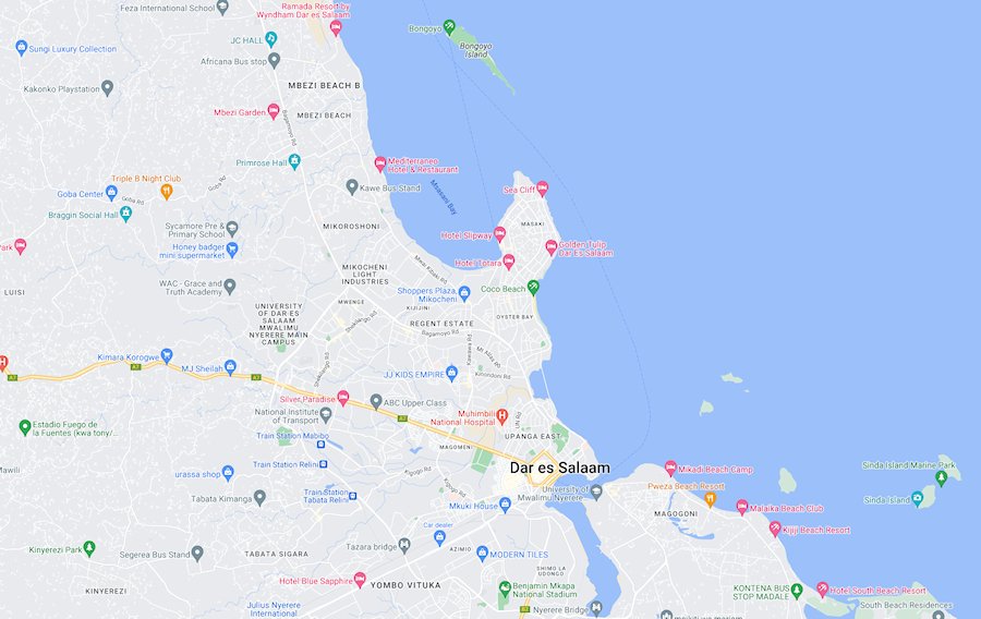 Map of Dar es Salaam