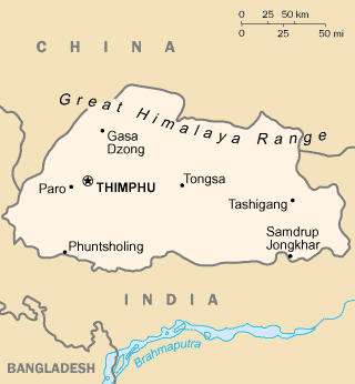 Map of Bhutan