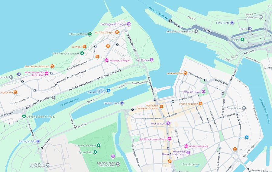 Map of Calais, France