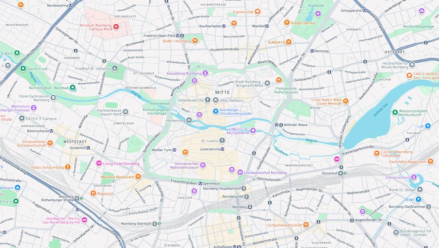 Map of Nuremberg, Germany