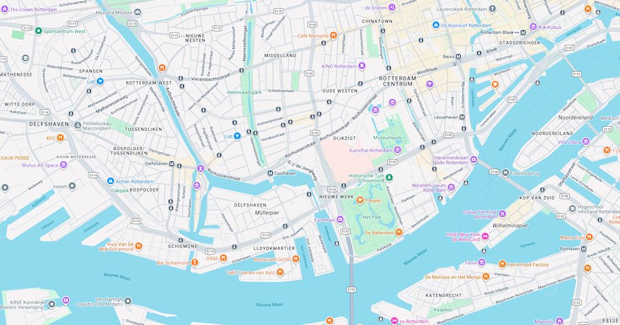 Map of Rotterdam, Netherlands
