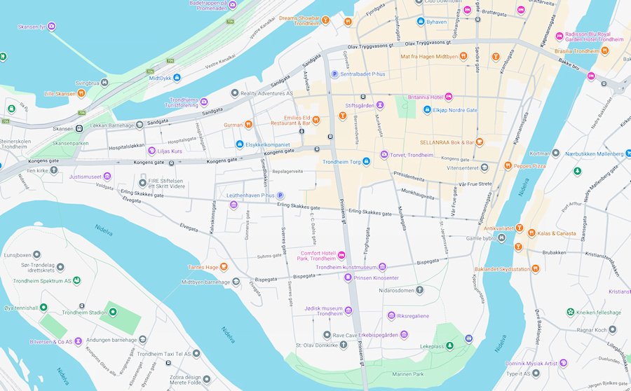 Map of Trondheim, Norway