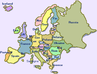 Map of Europe -- © 1800-Countries.com