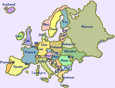 Map of Europe --  1800-Countries.com