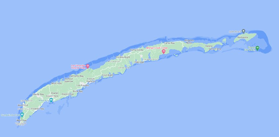 Map of Roatan