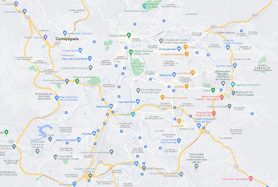 Map of Tegucigalpa