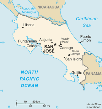 Map of Costa Rica