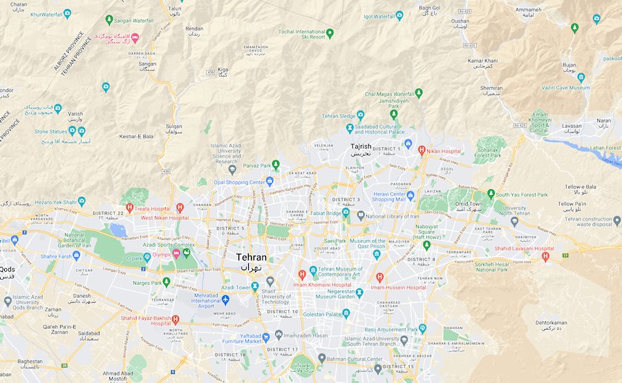 Map of Tehran