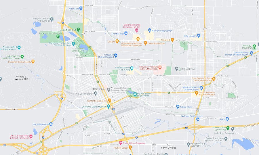 Map of Cheyenne, Wyoming