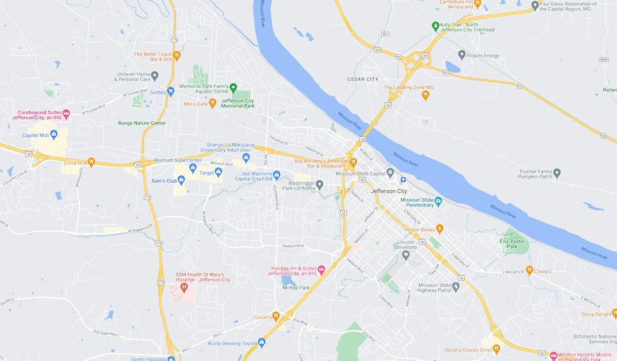 Map of Jefferson City, Missouri