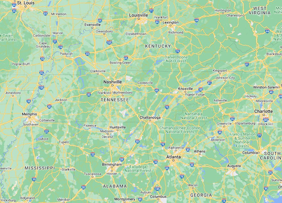 Map of Tennessee