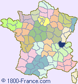 Department map of France showing the location of Ain.