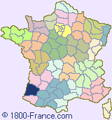 Department map of France showing the location of Landes.