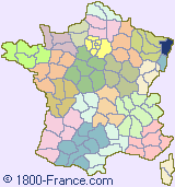 Department map of France showing the location of Bas-Rhin.