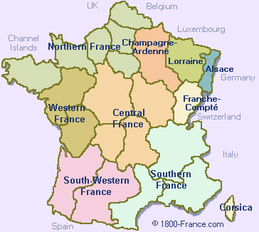 Map of Eastern France - � 1800-France.com