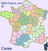 Regional map of France showing the location of Corsica.