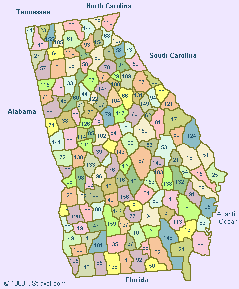 Map of Georgia Counties.