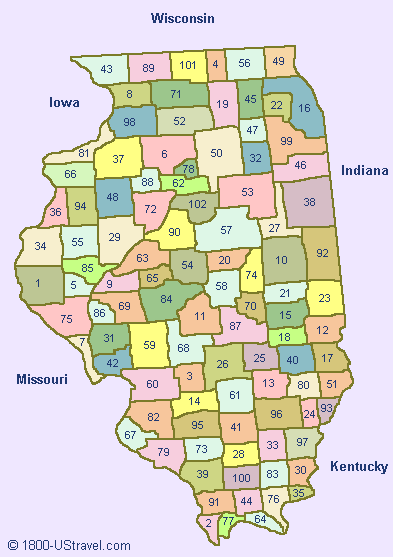 Map of Illinois Counties.
