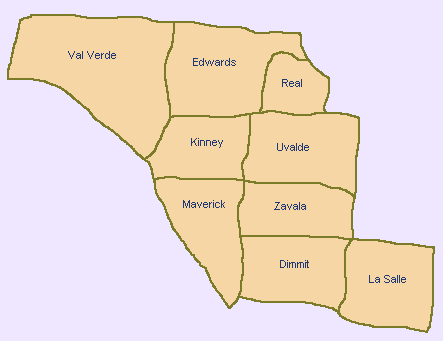 Map of Counties in the Middle Rio Grande Region of Texas